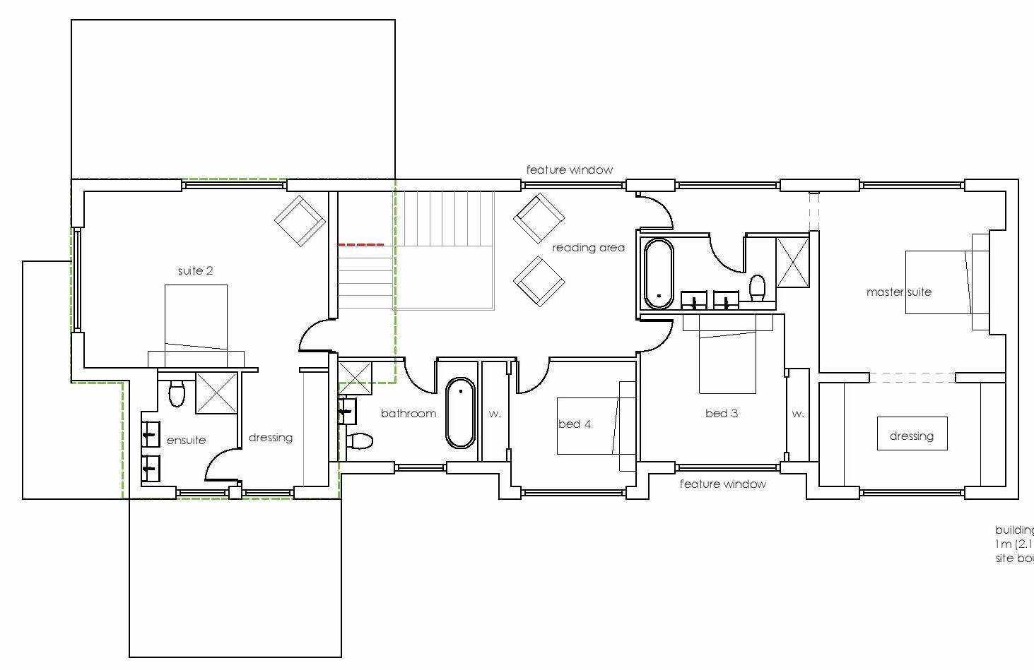 proposed first floor plan of extended house in green belt architects in marlow